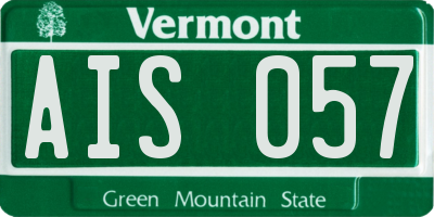 VT license plate AIS057