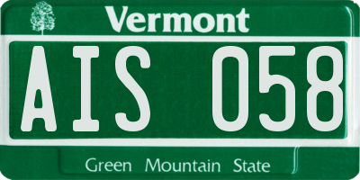 VT license plate AIS058