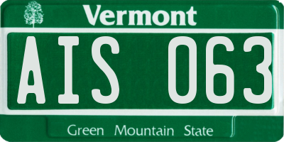 VT license plate AIS063