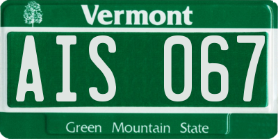 VT license plate AIS067