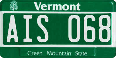 VT license plate AIS068