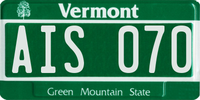 VT license plate AIS070
