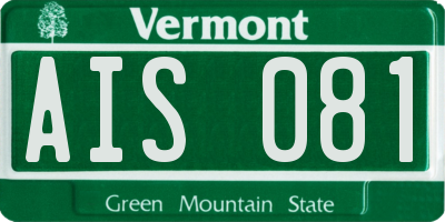 VT license plate AIS081