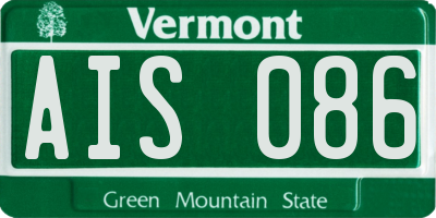 VT license plate AIS086