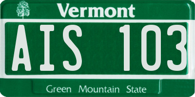 VT license plate AIS103