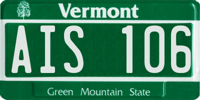 VT license plate AIS106