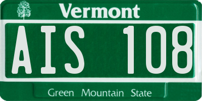 VT license plate AIS108