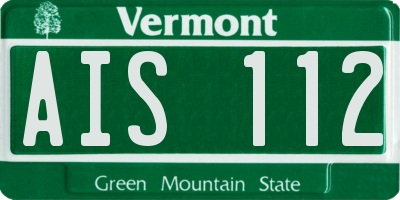 VT license plate AIS112