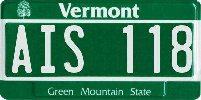 VT license plate AIS118