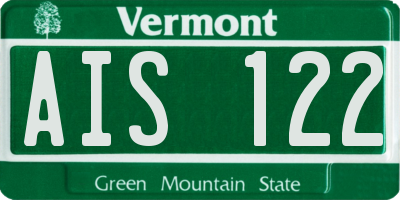 VT license plate AIS122