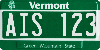 VT license plate AIS123
