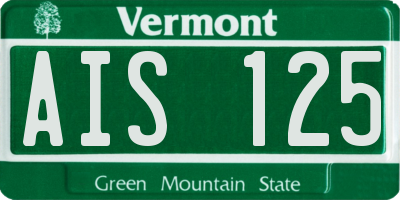 VT license plate AIS125