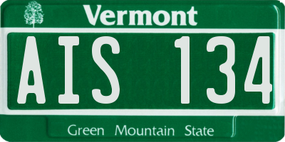 VT license plate AIS134