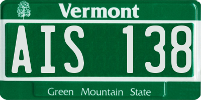 VT license plate AIS138