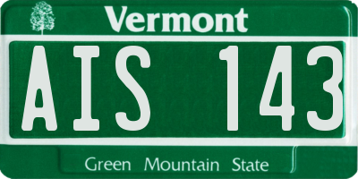 VT license plate AIS143