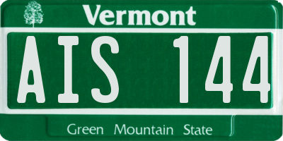 VT license plate AIS144