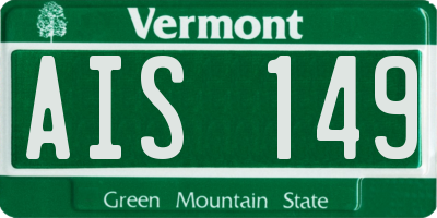 VT license plate AIS149