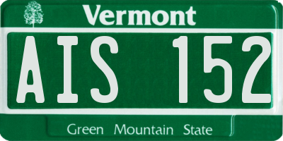 VT license plate AIS152