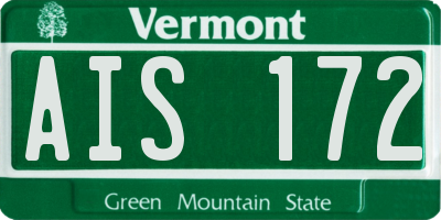 VT license plate AIS172