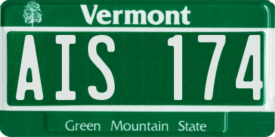 VT license plate AIS174