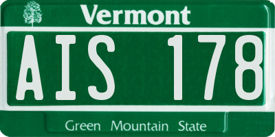 VT license plate AIS178