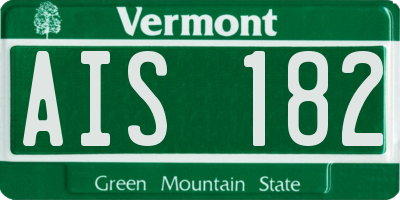 VT license plate AIS182