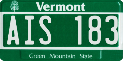 VT license plate AIS183