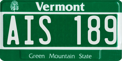VT license plate AIS189