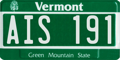 VT license plate AIS191