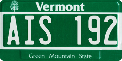 VT license plate AIS192