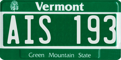 VT license plate AIS193
