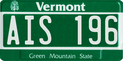 VT license plate AIS196