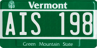 VT license plate AIS198
