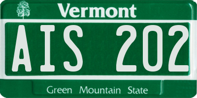 VT license plate AIS202