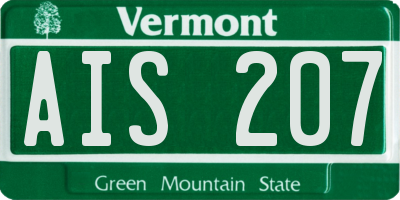 VT license plate AIS207