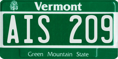 VT license plate AIS209