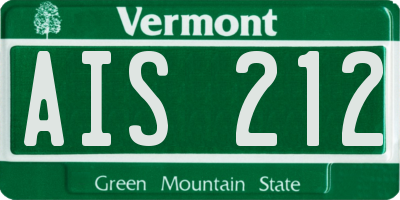 VT license plate AIS212