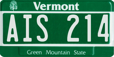 VT license plate AIS214