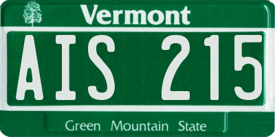 VT license plate AIS215