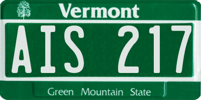 VT license plate AIS217