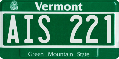 VT license plate AIS221