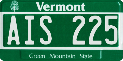 VT license plate AIS225