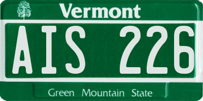 VT license plate AIS226