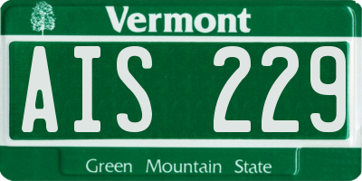 VT license plate AIS229
