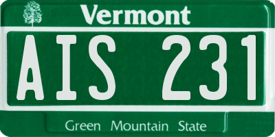 VT license plate AIS231