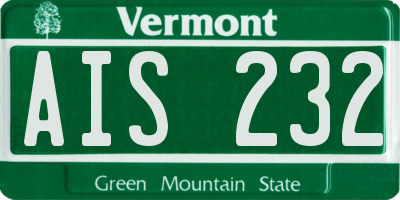 VT license plate AIS232
