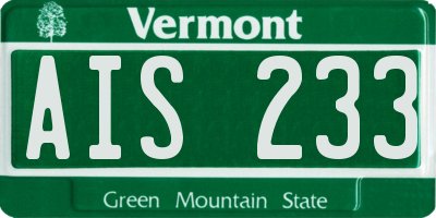 VT license plate AIS233