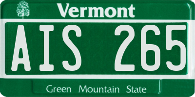 VT license plate AIS265