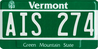 VT license plate AIS274