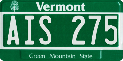 VT license plate AIS275